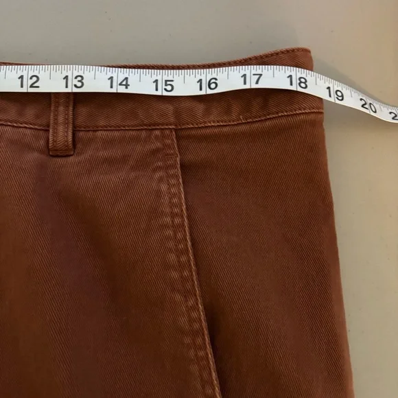 QUINCE organic stretch cotton twill barrel Rust Wide-Leg Pant Sz 16 office - Picture 9 of 11